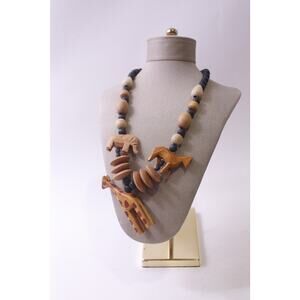 African Animals, Necklace, Wooden, Elegant, Folk Art, Jewelry, ~ 250903-WH 603